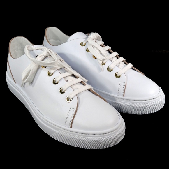 BALDININI 🇮🇹 WHITE LEATHER COMFORT FLAT SNEAKERS - Picture 2 of 8